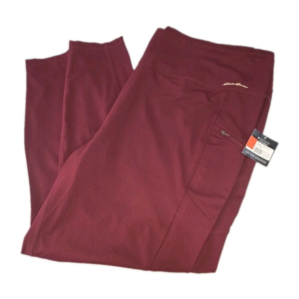 Eddie Bauer Traverse Trail Leggings Jogger 3X Plus Size Dragonfly Burgundy NWT